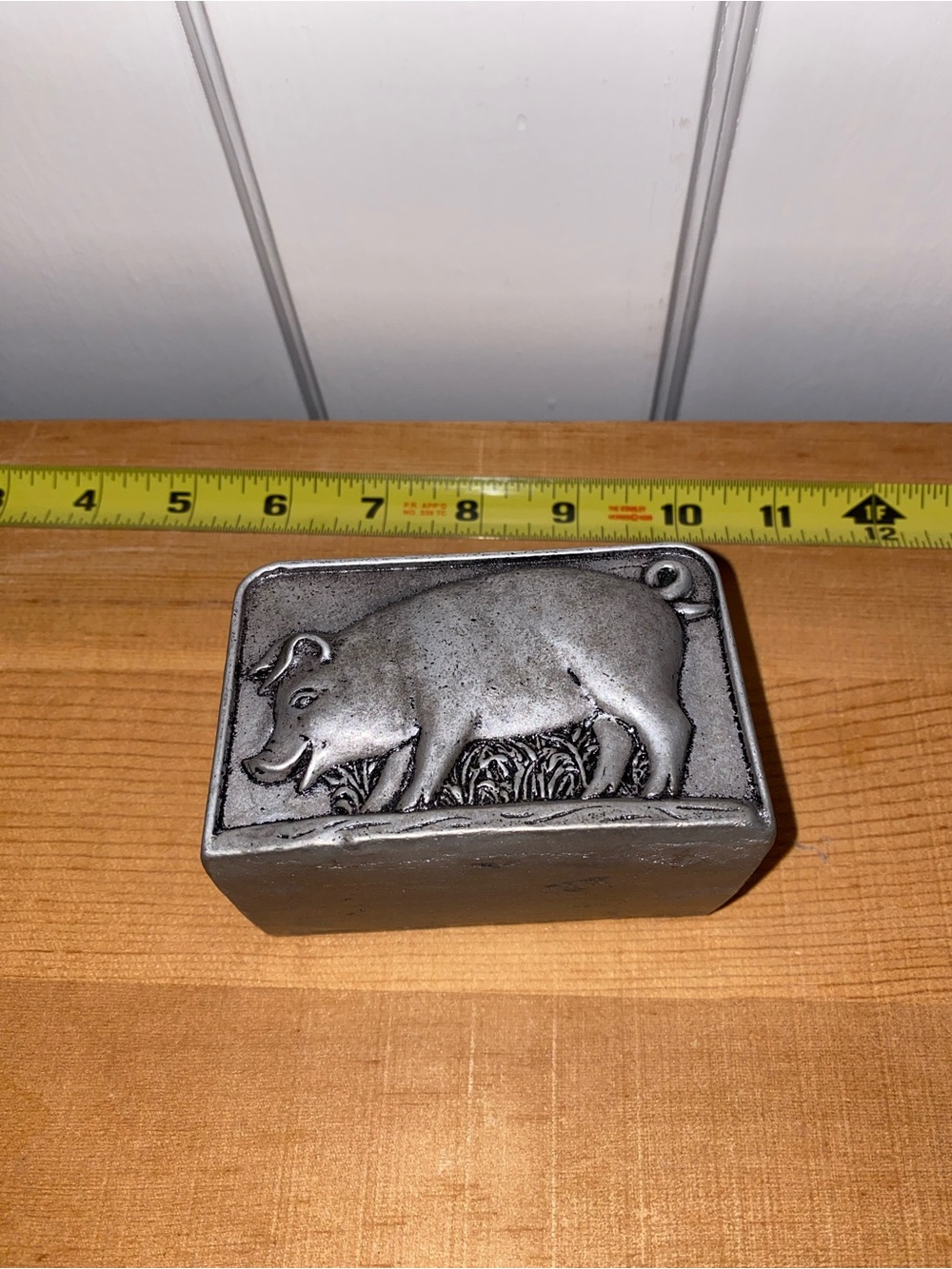 Vintage Pewter pig napkin holder